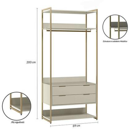 Guarda-Roupa Closet Industrial Mital 4 GV Off White e Dourado 178 cm - Mobly Imagem de Guarda-Roupa Closet Industrial Mital 4 GV Off White e Dourado 178 cm