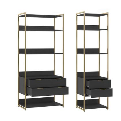 Guarda-Roupa Closet Industrial Mital 4 GV Preto e Dourado 143 cm - Mobly Imagem de Guarda-Roupa Closet Industrial Mital 4 GV Preto e Dourado 143 cm