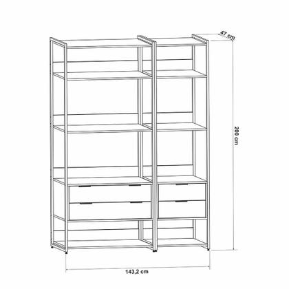 Guarda-Roupa Closet Industrial Mital 4 GV Preto e Dourado 143 cm - Mobly Imagem de Guarda-Roupa Closet Industrial Mital 4 GV Preto e Dourado 143 cm