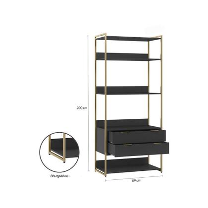 Guarda-Roupa Closet Industrial Mital 4 GV Preto e Dourado 143 cm - Mobly Imagem de Guarda-Roupa Closet Industrial Mital 4 GV Preto e Dourado 143 cm
