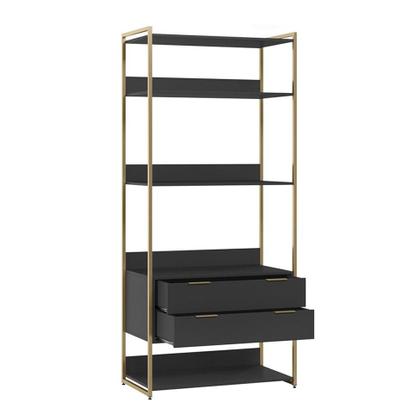 Guarda-Roupa Closet Industrial Mital 4 GV Preto e Dourado 143 cm - Mobly Imagem de Guarda-Roupa Closet Industrial Mital 4 GV Preto e Dourado 143 cm