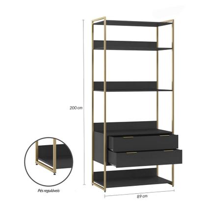 Guarda-Roupa Closet Industrial Mital 4 GV Preto e Dourado 178 cm - Mobly Imagem de Guarda-Roupa Closet Industrial Mital 4 GV Preto e Dourado 178 cm
