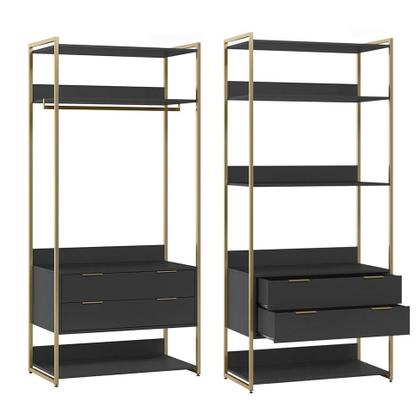 Guarda-Roupa Closet Industrial Mital 4 GV Preto e Dourado 178 cm - Mobly Imagem de Guarda-Roupa Closet Industrial Mital 4 GV Preto e Dourado 178 cm
