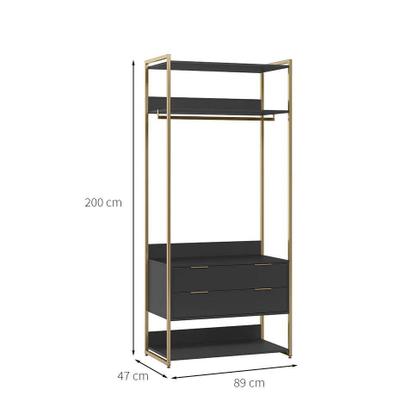 Guarda-Roupa Closet Industrial Mital com Cabideiro 2 GV Preto e Dourado - Mobly Imagem de Guarda-Roupa Closet Industrial Mital com Cabideiro 2 GV Preto e Dourado