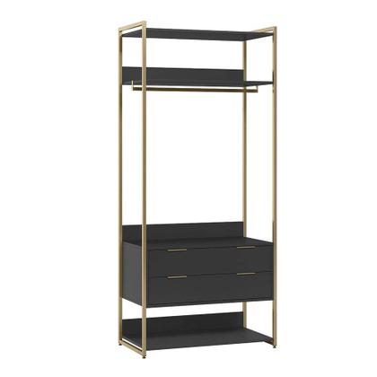 Guarda-Roupa Closet Industrial Mital com Cabideiro 2 GV Preto e Dourado - Mobly Imagem de Guarda-Roupa Closet Industrial Mital com Cabideiro 2 GV Preto e Dourado