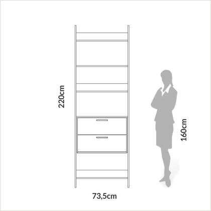 Imagem de Guarda Roupa Closet Industrial Modulado 1 Peça 2 Gavetas 73,5cm 100% MDF