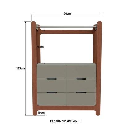 Imagem de Guarda-roupa Closet Infantil com 6 Gavetas e Cabideiro 100% Mdf Olívia