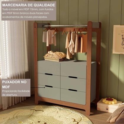 Imagem de Guarda-roupa Closet Infantil com 6 Gavetas e Cabideiro 100% Mdf Olívia
