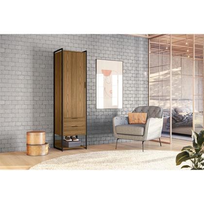Imagem de Guarda-Roupa Closet Mital 1 PT 2 GV Conhaque e Preto