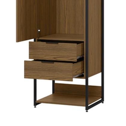 Imagem de Guarda-Roupa Closet Mital 1 PT 2 GV Conhaque e Preto