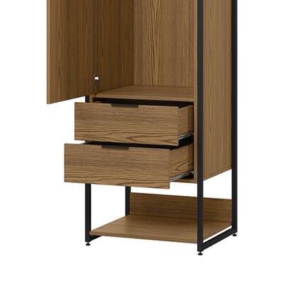 Imagem de Guarda-Roupa Closet Mital 1 PT 6 GV Conhaque e Preto