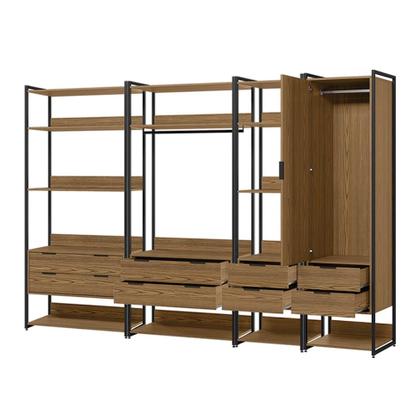Imagem de Guarda-Roupa Closet Mital 1 PT 8 GV Conhaque e Preto