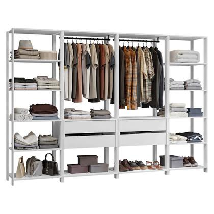 Imagem de Guarda-Roupa Closet Modulado 4 Gavetas 258 cm Branco Valencia Madesa 01