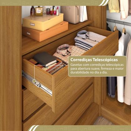 Imagem de Guarda-Roupa Closet Modulado Casal sem Portas Canto em L com 4 Gavetas e 3 Cabideiros Versatille Yescasa