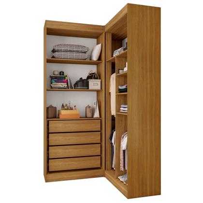 Imagem de Guarda-Roupa Closet Modulado Casal sem Portas Canto em L com 4 Gavetas e 3 Cabideiros Versatille Yescasa