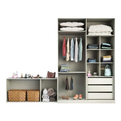 Imagem de Guarda Roupa Closet Modulado sem Portas 2 Peças, 3 Gavetas, 2 Cabideiros Prime Luciane Móveis