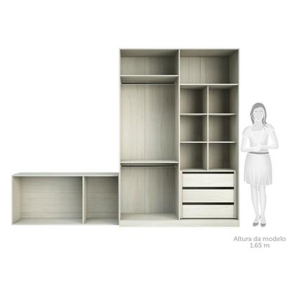 Imagem de Guarda Roupa Closet Modulado sem Portas 2 Peças, 3 Gavetas, 2 Cabideiros Prime Luciane Móveis