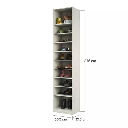 Imagem de Guarda Roupa Closet sem Porta 50,3cm Módulo Sapateira com 9 Prateleiras Prime Luciane Móveis