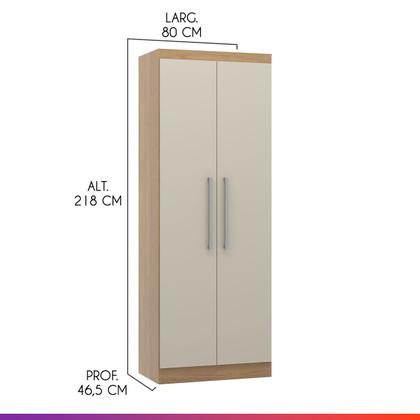 Imagem de Guarda Roupa com 2 Portas 1 Cabideiro 80x218cm Carvalho