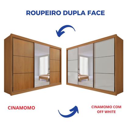 Imagem de Guarda Roupa com Espelho Casal 3 Portas 6 Gavetas 100% Mdf Miami