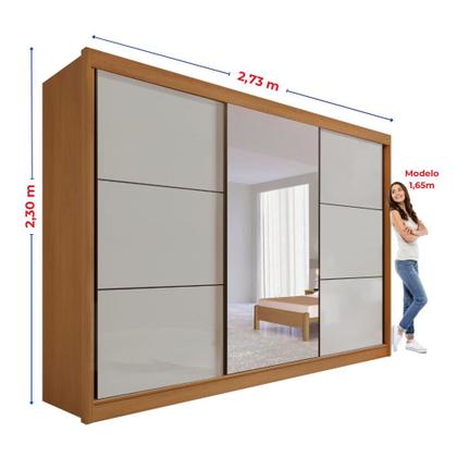 Imagem de Guarda Roupa com Espelho Casal 3 Portas 6 Gavetas 100% Mdf Miami