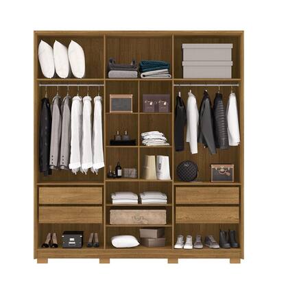 Imagem de Guarda-Roupa com Maleiro interno 6 Portas 4 Gavetas Noronha Nature/Alasca 100% MDF - Vila Rica