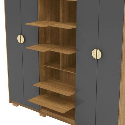 Imagem de Guarda-Roupa com Maleiro interno 6 Portas 4 Gavetas Noronha Nature/Alasca 100% MDF - Vila Rica
