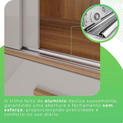 Imagem de Guarda-roupa com Pés Casal 3 Portas 9 Gavetas Luana