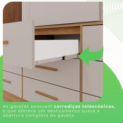 Imagem de Guarda-roupa com Pés Casal 3 Portas 9 Gavetas Luana