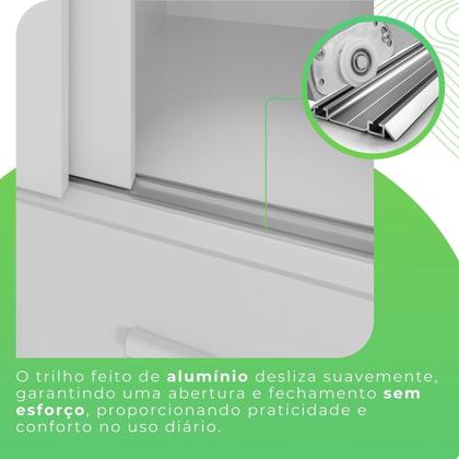 Imagem de Guarda-roupa com Pés e Espelho Casal 3 Portas 9 Gavetas Luana