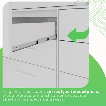 Imagem de Guarda-roupa com Pés e Espelho Casal 3 Portas 9 Gavetas Luana