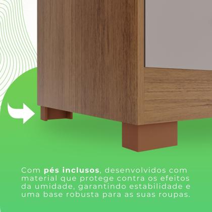 Imagem de Guarda-roupa com Pés e Espelho Casal 3 Portas 9 Gavetas Luana