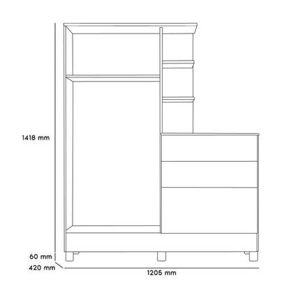 Imagem de Guarda Roupa Comoda c/ pés Carvalho Toque Rustico/Branco