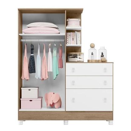 Imagem de Guarda Roupa Comoda c/ pés Carvalho Toque Rustico/Branco