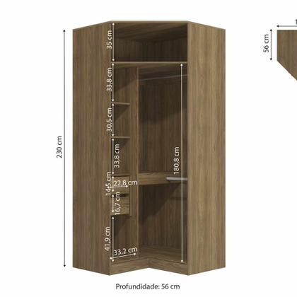 Imagem de Guarda Roupa Componível de Canto oblíquo 2 portas Linha Modulado Adapt N531 Kappesberg