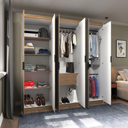 Imagem de Guarda-Roupa Corção Madeirado com Cinza Chumbo