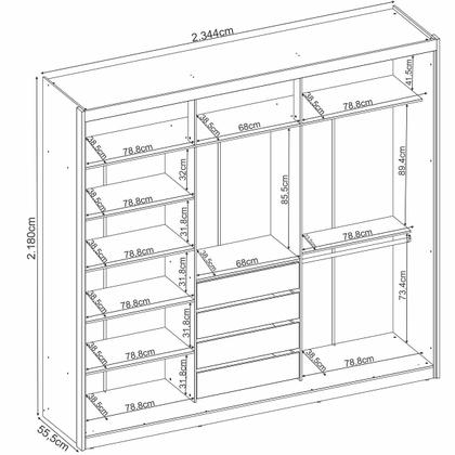 Imagem de Guarda Roupa Dalila Quarto com 3 Portas e 4 Gavetas Espelho Cinamomo Touch/Off White