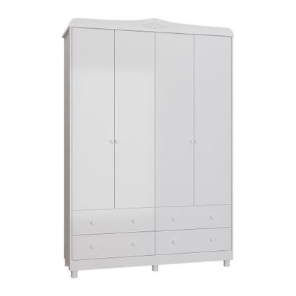 Imagem de Guarda Roupa de Bebê 4 Portas 4 Gavetas Maya Clássico Espresso Móveis Branco/Brilho