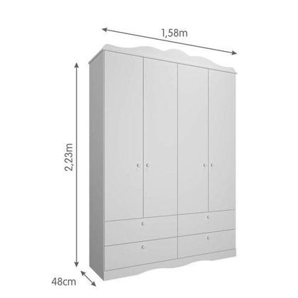 Imagem de Guarda-Roupa de Bebê Infantil 4 Portas 4 Gavetas 100% MDF Aquarela Espresso Móveis Branco
