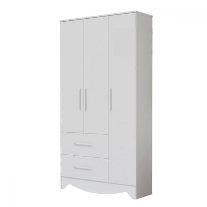 Imagem de Guarda-Roupa de Bebê Popy Retrô 3 Portas 2 Gavetas 100% Mdf Branco Brilho - Móveis Peroba