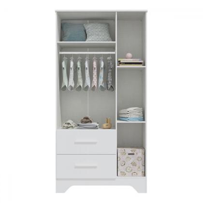 Imagem de Guarda-Roupa de Bebê Popy Retrô 3 Portas 2 Gavetas 100% Mdf Branco Brilho - Móveis Peroba