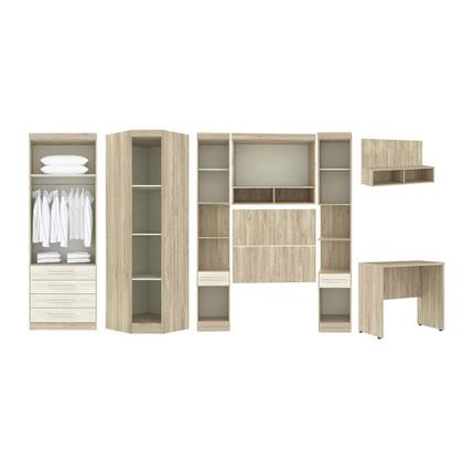 Imagem de Guarda Roupa de Canto 9 Portas com Espelho Escrivaninha com Nicho e Cabeceira Master Luciane Móveis