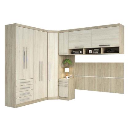 Imagem de Guarda Roupa de Canto Casal 9 Portas 5 Gavetas com Cabeceira Master Luciane Móveis