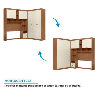 Imagem de Guarda Roupa de Canto com 7 Portas 4 Gavetas e Cabeceira Lugano Santos Andirá