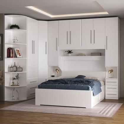 Imagem de Guarda-Roupa de Canto com Cama Baú e Cantoneira 1219 Branco