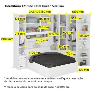 Imagem de Guarda-Roupa de Canto com espaço para Box Queen 1219SQ Branco
