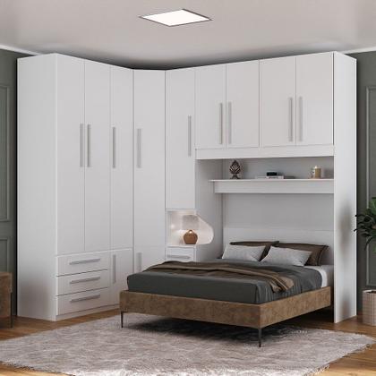 Imagem de Guarda-Roupa de Canto com Espaço para Cama Box Queen Size 1218E Branco