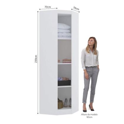 Imagem de Guarda Roupa de Canto Diagonal Modulado 70cm 1 Porta Alpes Luciane Móveis