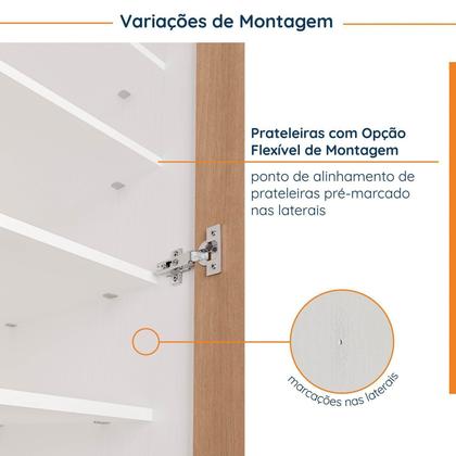 Imagem de Guarda Roupa de Canto Reto Modular com 3 Prateleiras 2 Gavetas Hera CabeCasa MadeiraOriginals