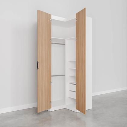 Imagem de Guarda Roupa de Canto Reto Modular com 3 Prateleiras 2 Gavetas Hera CabeCasa MadeiraOriginals